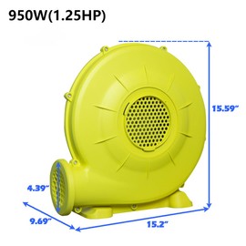 WGIA 950w(1.25HP) Blower for Inflatable Bounce House, Commercial Electric Pump Fan for Inflatable Water Slides & Screen Movie, Quick Blow Up, Air Blower for Inflatables（UL Certification）