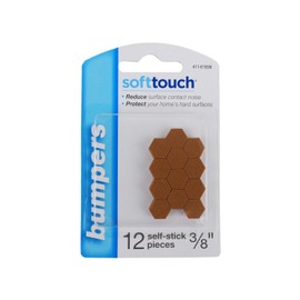 SoftTouch 12 Pack 3/8" Hexagon Self-Stick Foam Cabinet Bumpers – Noise Dampening Pads for Cabinets, Drawers, Electronics & Décor – Protects Surfaces from Scratches, Tan
