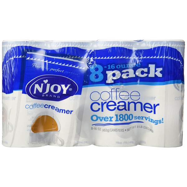 N'JOY Coffee Creamer, 16 Ounce Canisters, Pack of 8