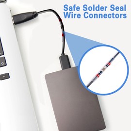 DINGYUAN 50-Piece Solder Connector with Heat Shrink Tube in Set, Heat Shrink Solder Connector Set with Solder Paste, Low Melting & Lead-Free Soldering Waterproof Electrical Insulated Cable Connector