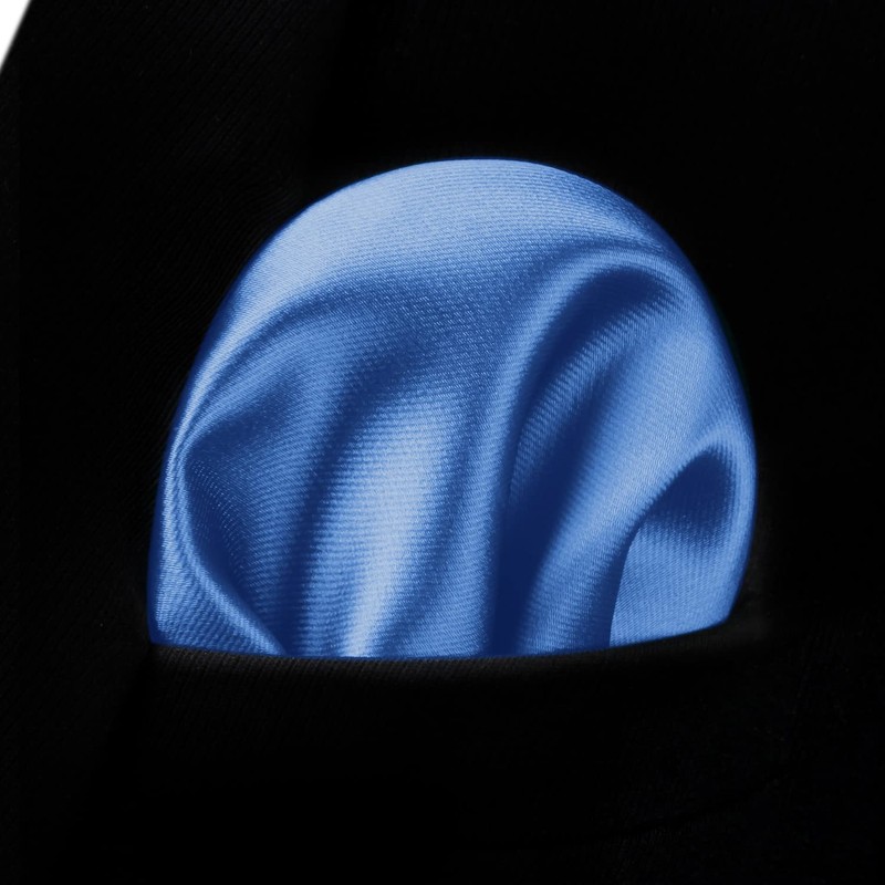 HISDERN Tie Extra Long Plain Light Blue Men's Tie Handkerchief