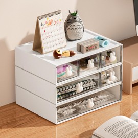 Tea Organiser, Stackable, Tea Bag Dispenser, Tea Box for Storage, Tea Bags, Coffee, Straw etc., Plastic Storage Box, Kitchen Organiser for Kitchen/Bathroom/Dressing Room/Study etc. (White, 2
