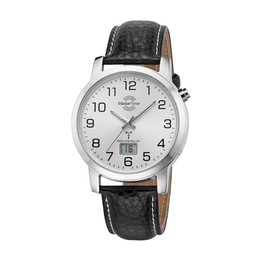 Master Time MTGA-10294-12L Radio Quartz Men's Watch Analogue Digital with Leather Strap, silver, Classic