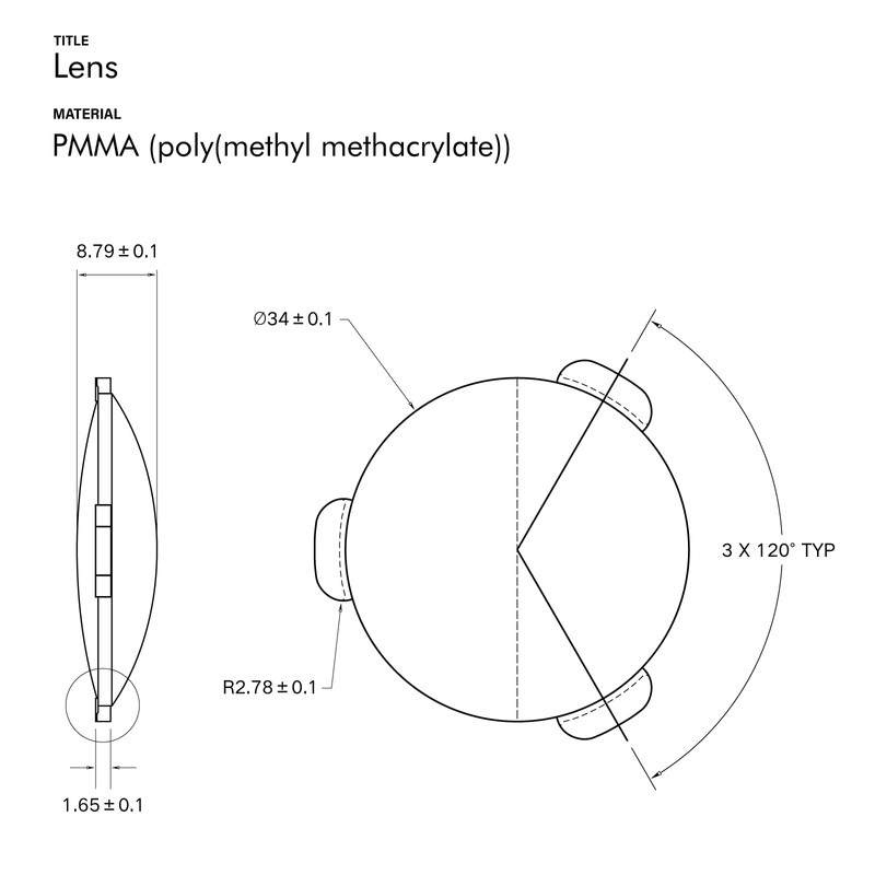 Biconvex Lens Set, Pop-Tech Glass Lens Bi-Convex 34mm Diameter 45mm