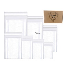 newlng 700pcs Ziplock Bags Small Zip Bag Set Resealable Waterproof Plastic Bag Sealable Zip Bags Poly Bag with Zip Closure 7 Sizes Small Bags Plastic