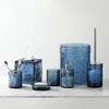 4PCs Teal Blue Glass Bathroom Accessories Set with Decorative Pressed