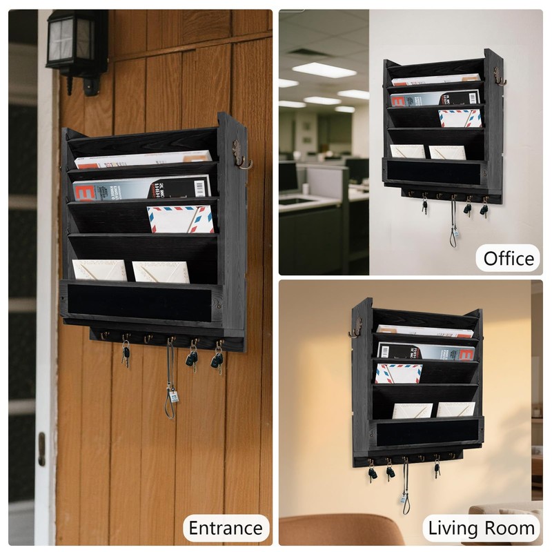 Rustic wall mail organizer,Key and Mail File Holder for Wall