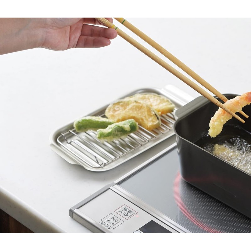 Shosai-tei TP-16 Square Shaped Tempura Pot with Lid (with Thermometer)
