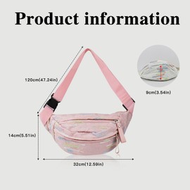 AfitLulu Women Fanny Pack Fashionable Waist Bag 2 Zippered Pockets Casual Bum Bag Stylish Embroidery Waist Packs with Adjustable Waist Straps for Jogging Sports Hiking Running (Pink)