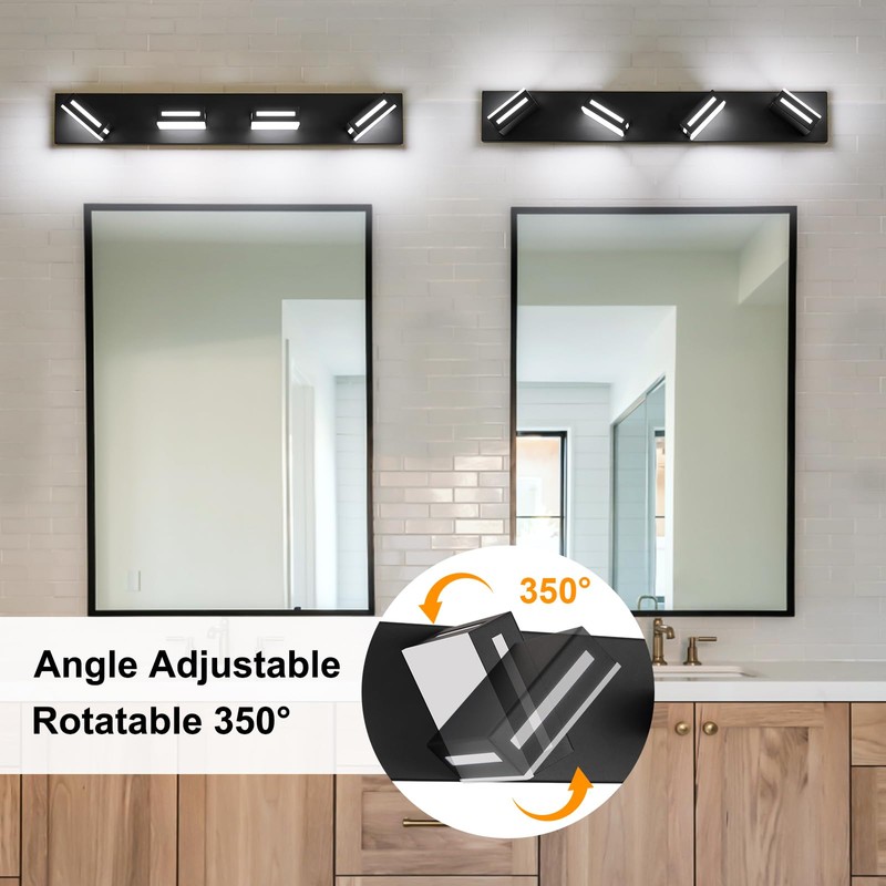Donrao 30-Inch 4-Light LED Modern Black Bathroom Vanity Light Fixtures