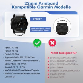 enkic Bracelet Compatible with Garmin Fenix 7/7 Pro/6/6 Pro/5/5 Plus, 22 mm Braided Elastic Watch Strap for Approach S60/S62/Quatix 5/Epix, Elastic Sport Loop Replacement Strap