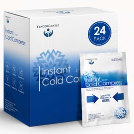 TenderGentle Instant Ice Packs for Injuries - 24 Pack of Disposable Cold Compress Ice Packs for Sprains, Strains, Contusions, Minor Burns, Toothaches, and More