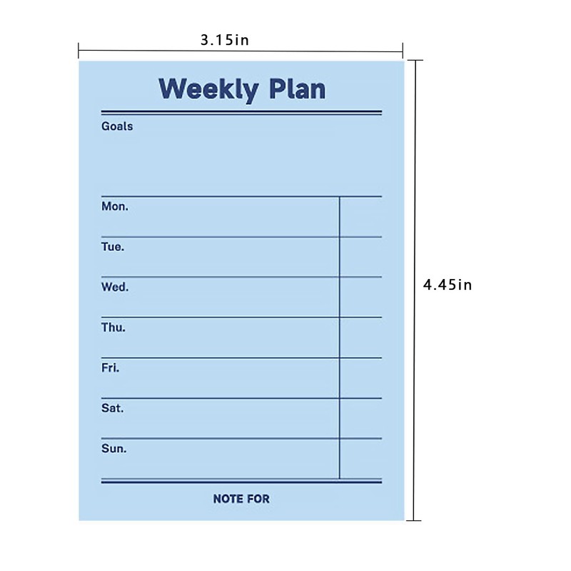 Mini Undated Weekly Planner Scheduler Planning Notepad - Horizontal Days