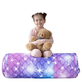 SANFERGE Cylindrical Cuddly Toy Bean Bag Storage for Kids - 100% Cotton Canvas, Washable, No Filling, for Organising, Sitting, Playing & Boxing Children