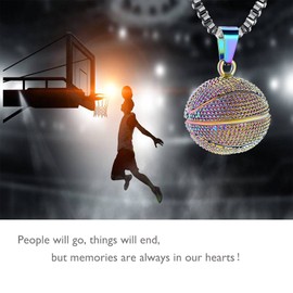XSMZB Basketball Hoop Cremation Jewelry for Ashes Stainless Steel Pendant Locket Keepsake Memorial Urn Necklace for Women Men, Stainless Steel, stainless steel