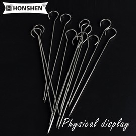 HONSHEN 8 inch Flat Stainless Short Barbecue,BBQ Skewers, Kebab Kabob Grill Skewers 12 pcs