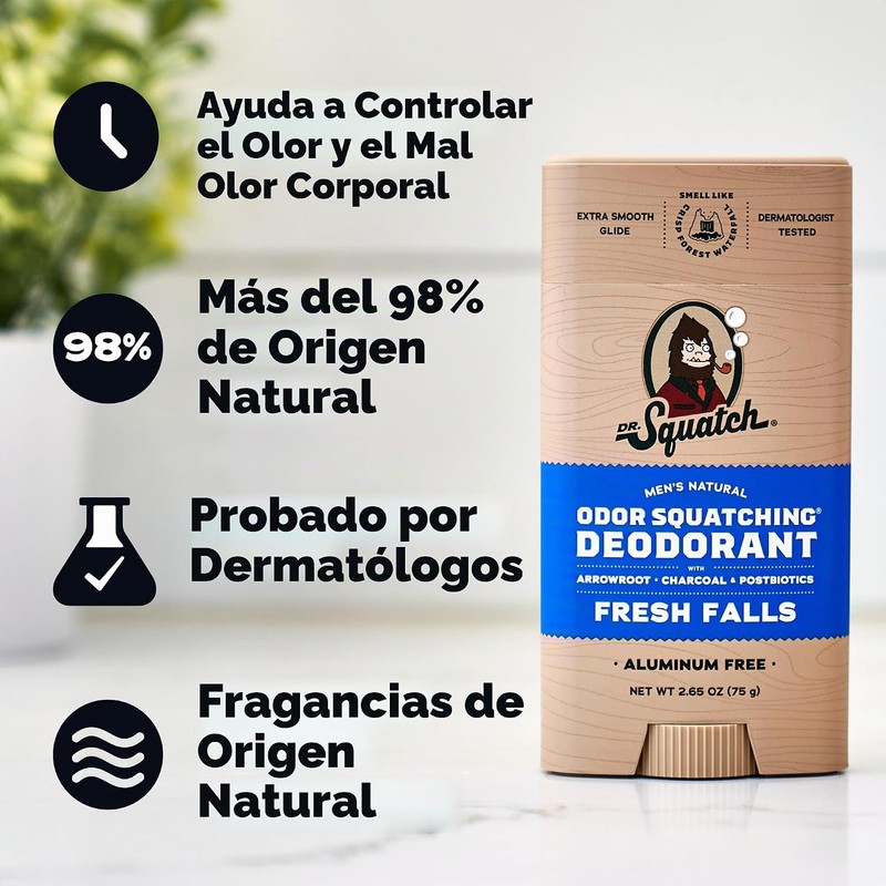 Dr. Squatch Desodorante natural para hombres, sin olor, sin aluminio,