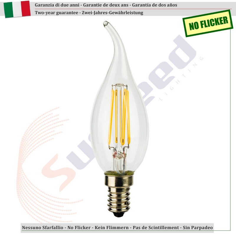SUNSEED 10x Filament LED Flame Lamp E14 6 W Replaces