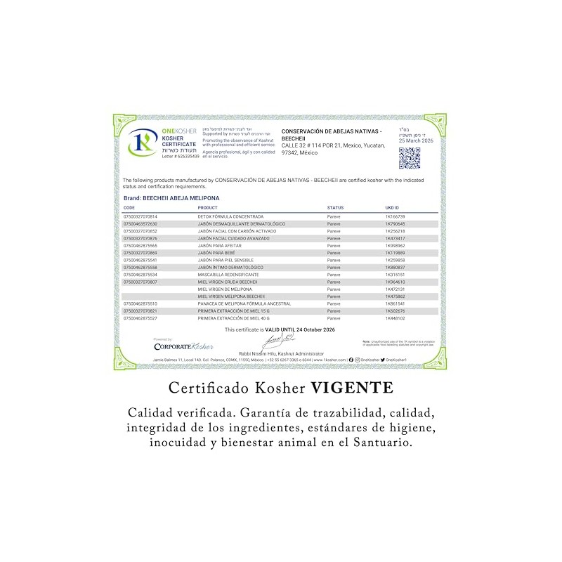 Mascarilla Redensificante KOSHER Para Rostro, Cuello y Escote. Anti-Arrugas, Nutritiva