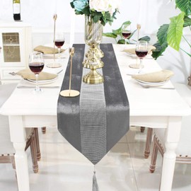 Nordic Modern Simple Interior Wedding Party Home Decoration Elegant Stylish Luxurious Tassel Glitter Bijou 13.0 x 82.7 inches (33 x 210 cm), Gray