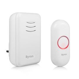 Byron Wireless Doorbell Set, Plug-In Chime, 150m Range, 16 Melodies, DBY-22312UK