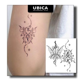 UBICA Tattoo,Semi-permanent Tattoos,2 Sheets Fake Tattoo,Realistic Tattoos Non-Reflective,Waterproof For 1-2 Weeks,Rose And Faith Tattoo Stickers 3.5x4.5in