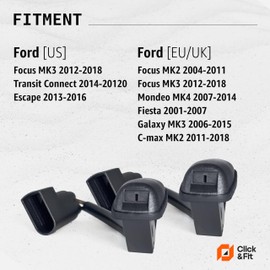 Click&Fit Heated Windshield Washer Nozzles compatible with Ford Focus 2012-2018, Transit Connect 2014-2020, Escape 2013-2016, Mondeo Fiesta C-max – Wiper spray jet kit DT1Z17603D, 2-pcs