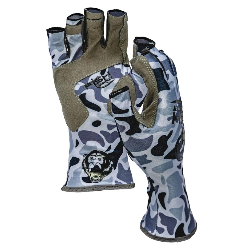 Fish Monkey Gloves Half Finger Guide Gloves, Medium, Grey Water