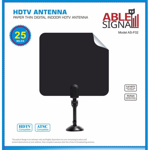 Unbranded INDOOR PAPER THIN FLAT HDTV TV ANTENNA 25 MILES