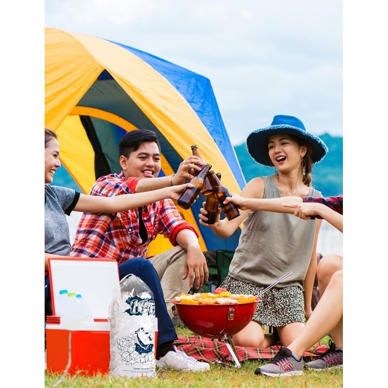 Plastic Ice Bags 5lb with Drawstring, 100 Pack for Ice