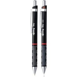 rOtring Tikky Druckbleistift- und Kugelschreiber-Set, HB-Mine, 0,5 mm Bleistift, Radiergummi 30 BL3, mittlere Spitze, schwarzer Schaft, Set mit zusätzlichen Minen