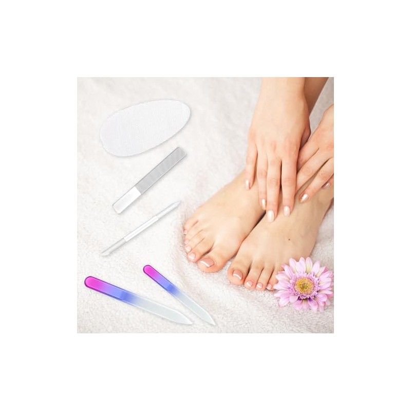 6 PCS Glass Nail File and Cuticle Pusher, Glass Nail
