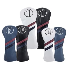 Golf Headcover Utility Fairway Wood Driver Golf Cover UT Cover Waterproof Single Set of 4 Solid Dark (1 Black H)