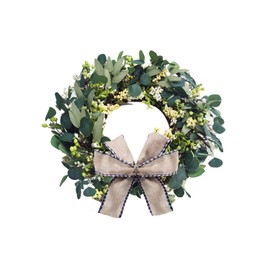 Eucalyptus Door Wreath - with Hanger and Durable & Non Slip Door Mat - 24’’ Spring Summer Artificial Wreath Eucalyptus Leaf with Big Berries for Indoor, Outdoor, Porch Decor, Farmhouse and Home