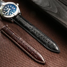 REZERO Leather Watch Straps for Men, Crocodile Embossed Watch Straps with Quick Release, Replacement Genuine Leather Strap for Watches 19 mm, 20 mm, 21 mm, 22 mm, Leather, No Gemstone