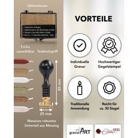 gravurART Teak Wood Seal with Decorative Edge