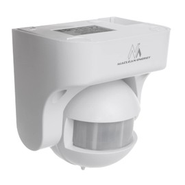 Maclean MCE358 W Occupancy PIR Motion Sensor Dusk-to-Dawn Infrared Detector IP44, Range 12m, Angle 180°, max Load 800 / 1200W (White)