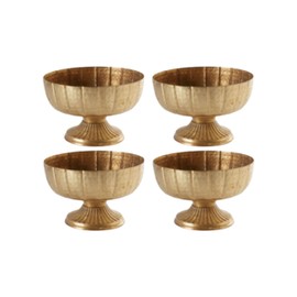 Ninehaoou 4 Pcs Distressed Gold Metal Compote Bowl Compote Vase Centerpieces for Table Pedestal Vase for Wedding Birthday Party Anniversary Indoor Outdoor Activity, 8" Diameter
