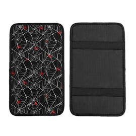 indokyeyqaz Universal Car Center Console Cushion Pad, Spider Web Red Spider Soft Waterproof Car Center Console Cover Auto Armrest Seat Box Cover Protector for Most Vehicle SUV Truck Car