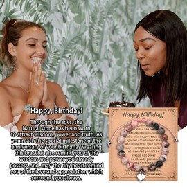 Happy Birthday Bracelet for Women Friends Mom Wife Birthday Gifts for Her Sister Girlfriend Female Birthday Bead Bracelet Ladies Bday Gift Birth Date Present Keepsake Birthday Bracelet Accessories