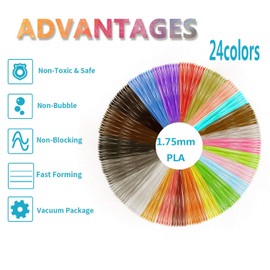 3D Pen Filament Refills 3D Printer Filament Refills | PLA 1.75mm | 12/18 /24 Colour Array (12/18/24 Random Colors, Each 5meter/16.4ft) (24 Colors, 24 Colors)