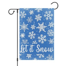 Wodison Snowflake Winter Garden Flag 12x18 Inch Double Sided, Let It Snow Winter Farmhouse Yard Outdoor Burlap Decorative Flag