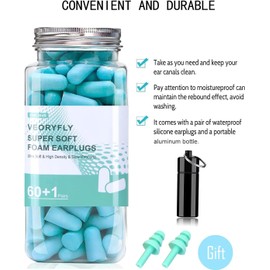 VeoryFly Soft Foam Ear Plugs for Sleep, 122 Pcs 38 dB Highest SNR, Ear Plugs for Sleeping Noise Cancelling, Reusable Comfortable Hearing Protection Foam Earplugs for Sleep, Snoring, Work, Lound Noise