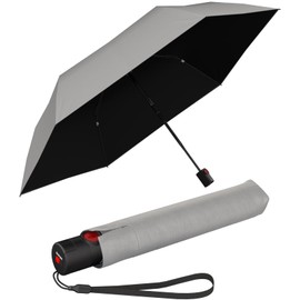 Knirps Ultra U.200 Medium Duomatic Pocket Umbrella - Automatic Open/Close - Storm Resistant - Windproof, Stone with UV and heat protection