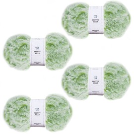 Pretty Jolly 4 Balls of Faux Fur Yarn, Super Soft Chunky Yarn, Fluffy Yarn for Crocheting, Knitting, Eyelash Yarn, Polyester Yarn (Green)