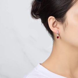 Philip Jones Carnelian Gemstone Heart Charm Hoop Earrings