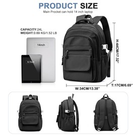 Cypak Black Backpacks For School Women Men,Lightweight College Backpack With Lots Of Pockets,Simple Middle School Bag,Cute Bookbag For Teens Boys Girls