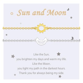 MANVEN Friendship Bracelet Best Friend Mother Daughter Bracelets for Sister Couples Women's Gift Sun and Moon Matching Bracelet Birthday Gift Christmas 316L Stainless Steel Gold Silver, Stainless