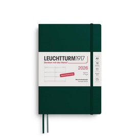 LEUCHTTURM1917 372560 Weekly Planner Medium (A5) 2026, 12 Months, Soft Cover, Forest Green, German