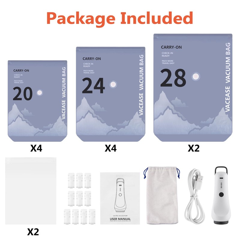 Fuloon Vacuum Storage Bags with Pump, 10 Pack Travel Compression